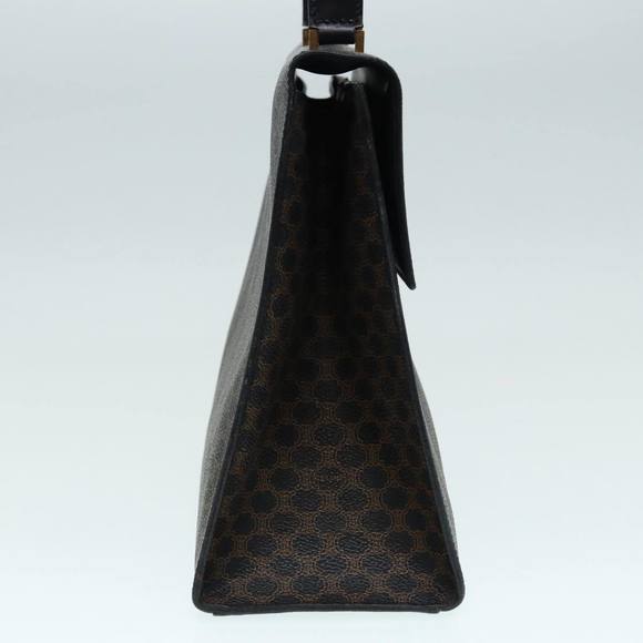 CELINE Macadam Canvas Hand Bag PVC Leather 2way Brown Black Auth 87641A - Picture 5 of 16